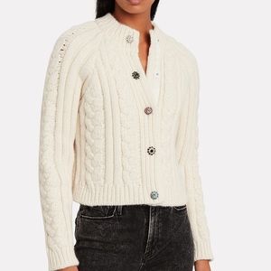 Ganni diamonte wool blend cable cardigan | SZ M